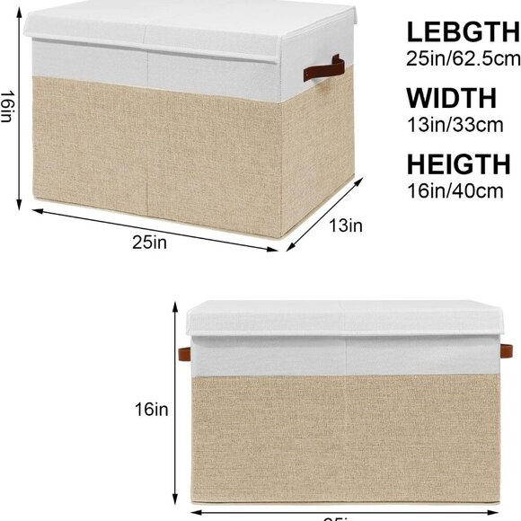 Large Toy Storage Box with Lid, Sturdy Toys Storage Chest Bin Organizer Basket w - Picture 3 of 7